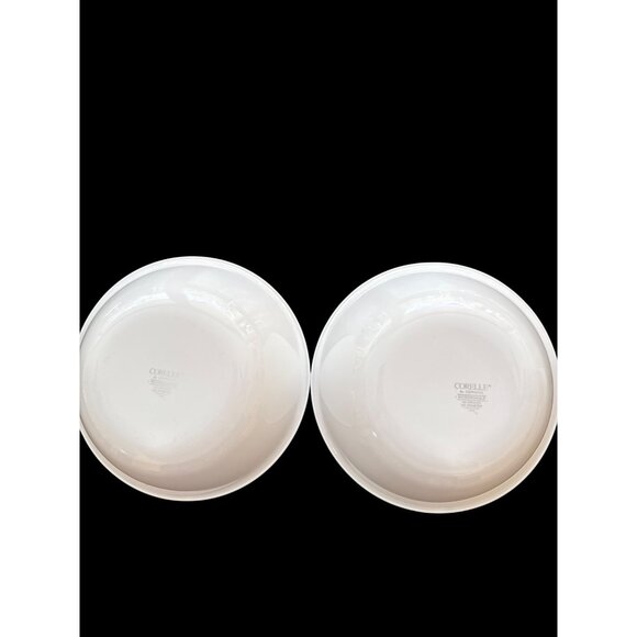 Corelle By Corning Set Of 2 White & Green Rim Serving Bowls Matches Shadow Iris - Picture 2 of 5